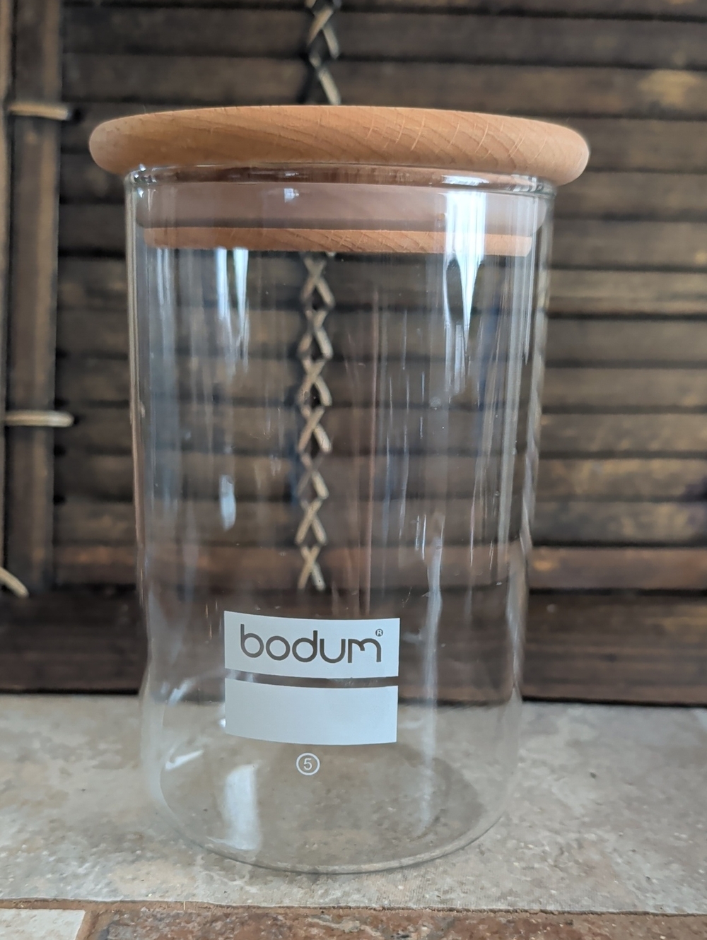 Bodum Clear Glass Jar with Natural Wood Lid